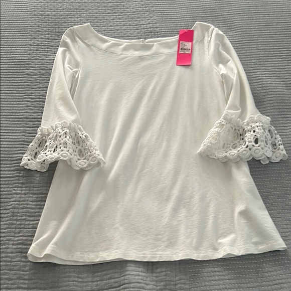 Elegant White Lace Sleeve Women's Top - Picture 1 of 3